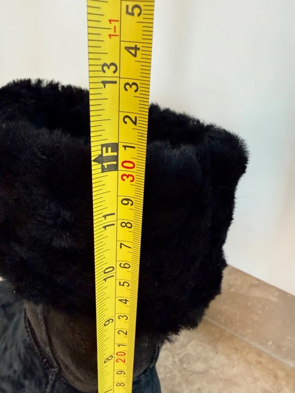 UGG Australia Joslyn Black Suede Fur Cuff Wedge Boots Sz 9, Wear Up or Down Sz 9